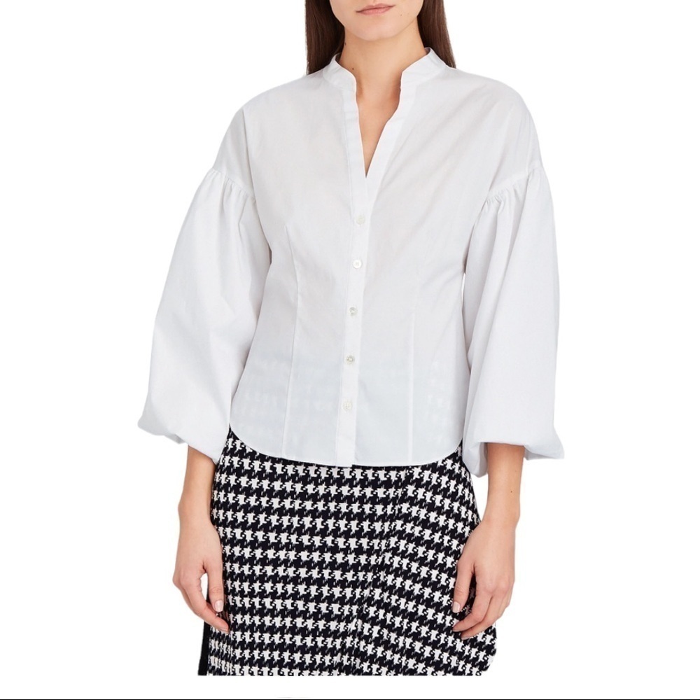 Nwt Veronica Beard Aileen Puff Sleeve Poplin Blouse